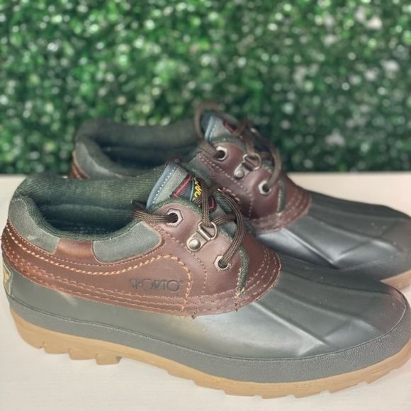 90s Vintage Sporto Rain Boot: Green and Brown